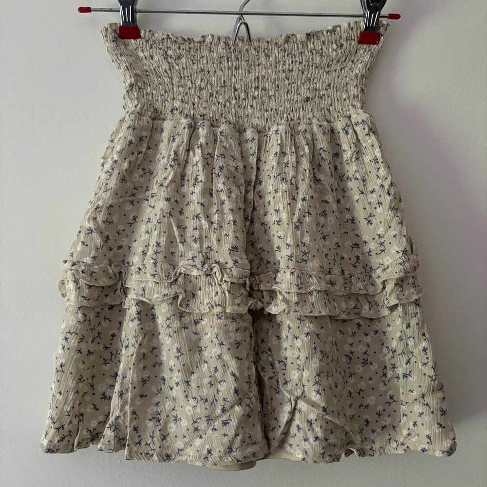 Women’s Size XS Kendall and Kylie Jenner Midi Floral Flowy Cream Tan Skirt
